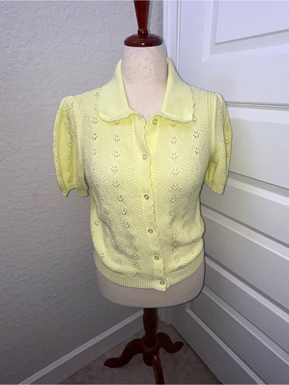 Free Assembly 100% Cotton Short Sleeve Button Front Cardigan Sweater To